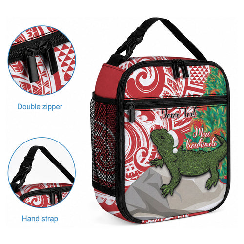 Personalised New Zealand Tuatara Christmas Lunch Bag Meri Kirihimete Aotearoa Maori Mix Pohutukawa