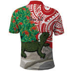Personalised New Zealand Tuatara Christmas Polo Shirt Meri Kirihimete Aotearoa Maori Mix Pohutukawa