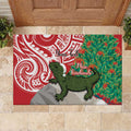 Personalised New Zealand Tuatara Christmas Rubber Doormat Meri Kirihimete Aotearoa Maori Mix Pohutukawa
