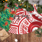 Personalised New Zealand Tuatara Christmas Tree Skirt Meri Kirihimete Aotearoa Maori Mix Pohutukawa