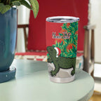 Personalised New Zealand Tuatara Christmas Tumbler Cup Meri Kirihimete Aotearoa Maori Mix Pohutukawa