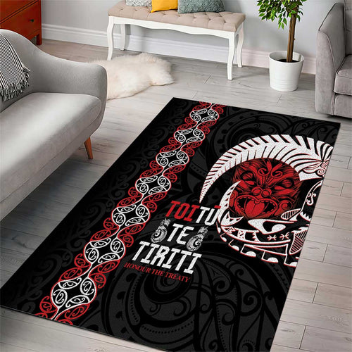 Aotearoa Toitu Te Tiriti Area Rug Honour The Treaty Maori Haka