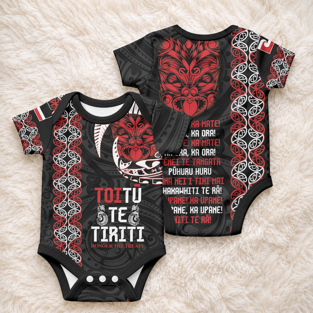 Aotearoa Toitu Te Tiriti Baby Onesie Honour The Treaty Maori Haka