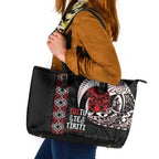 Aotearoa Toitu Te Tiriti Leather Tote Bag Honour The Treaty Maori Haka
