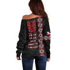 Aotearoa Toitu Te Tiriti Off Shoulder Sweater Honour The Treaty Maori Haka