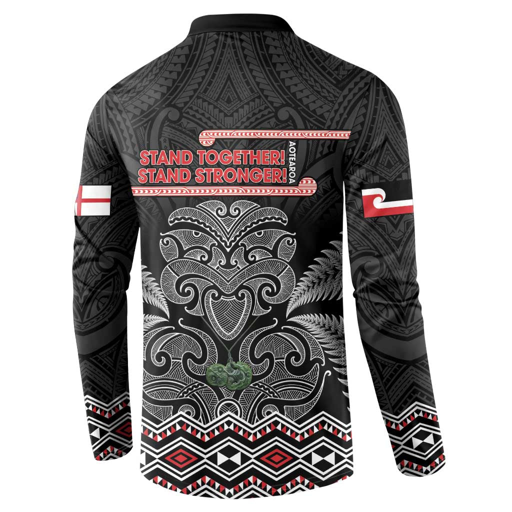 Aotearoa Toitu Te Tiriti Button Sweatshirt Stand Together! Stand Stronger! - NZ Tiki