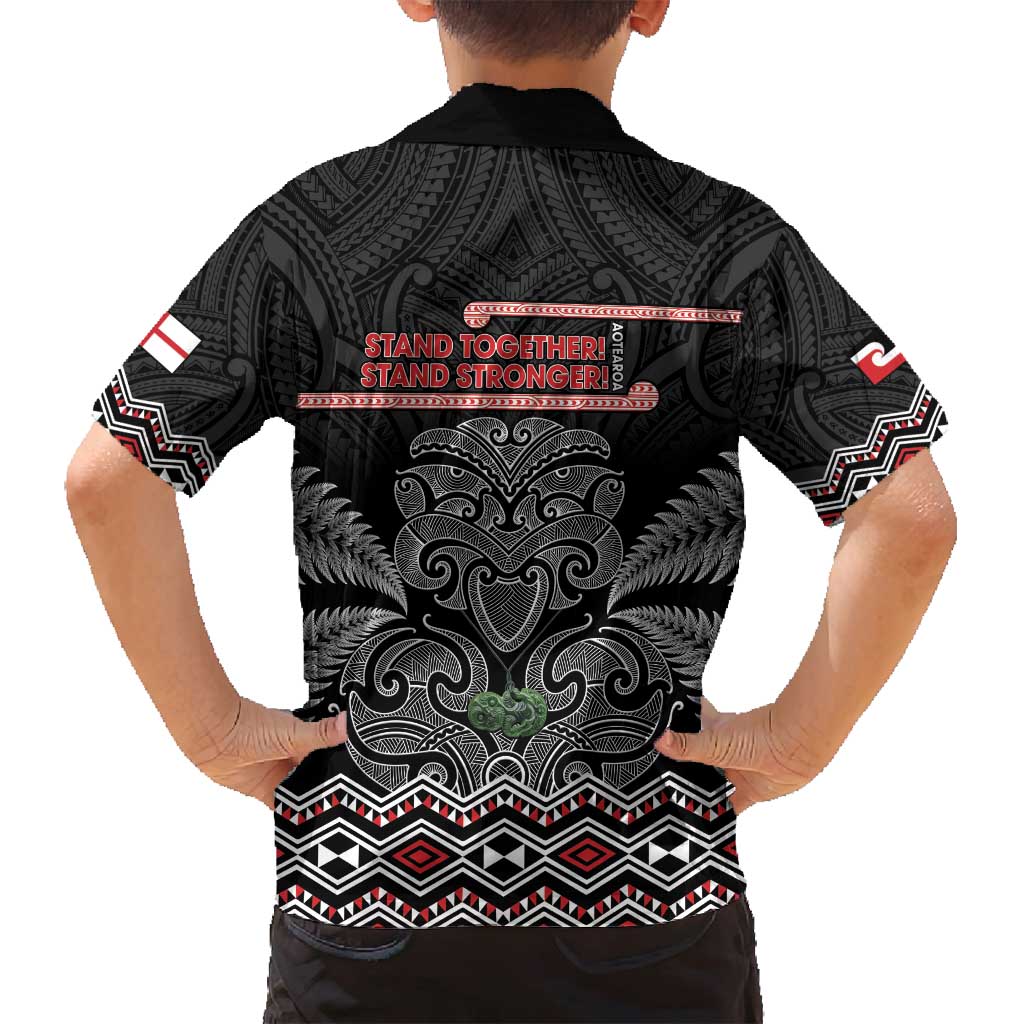 Aotearoa Toitu Te Tiriti Family Matching Off Shoulder Short Dress and Hawaiian Shirt Stand Together! Stand Stronger! - NZ Tiki
