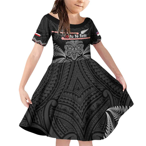 Aotearoa Toitu Te Tiriti Family Matching Off Shoulder Short Dress and Hawaiian Shirt Stand Together! Stand Stronger! - NZ Tiki