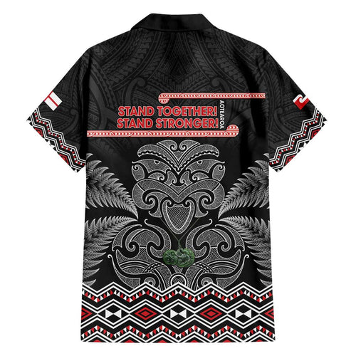 Aotearoa Toitu Te Tiriti Family Matching Off Shoulder Short Dress and Hawaiian Shirt Stand Together! Stand Stronger! - NZ Tiki