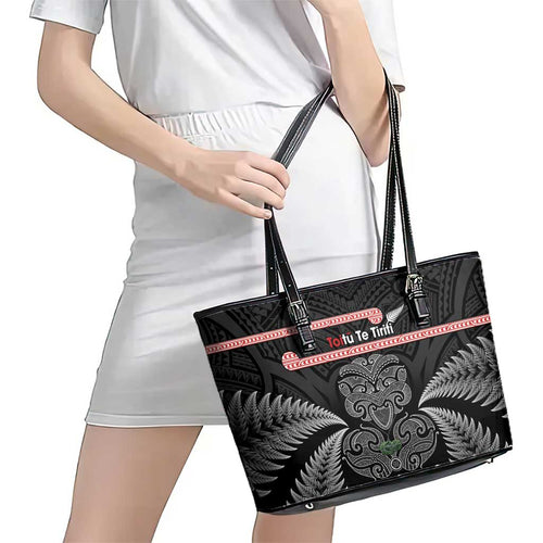 Aotearoa Toitu Te Tiriti Leather Tote Bag Stand Together! Stand Stronger! - NZ Tiki