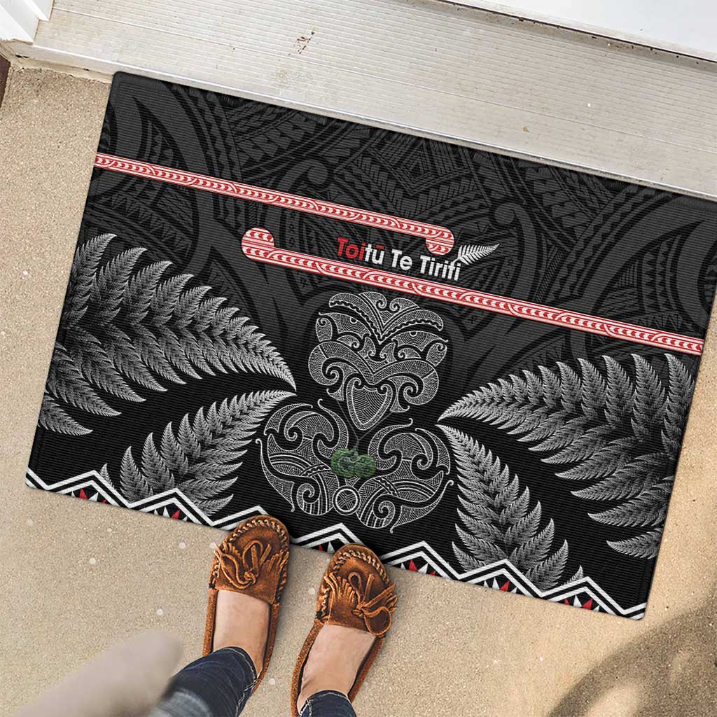 Aotearoa Toitu Te Tiriti Rubber Doormat Stand Together! Stand Stronger! - NZ Tiki