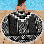 Black Taniko Aotearoa Beach Blanket Niho Taniwha Mix Poutama LT14