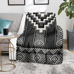 Black Taniko Aotearoa Blanket Niho Taniwha Mix Poutama LT14
