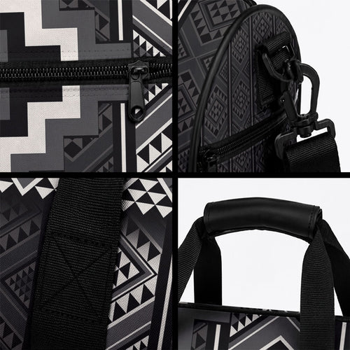 Black Taniko Motifs Aotearoa Duffle Bag Niho Taniwha Mix Poutama