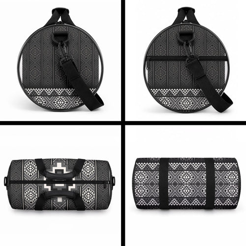 Black Taniko Motifs Aotearoa Duffle Bag Niho Taniwha Mix Poutama