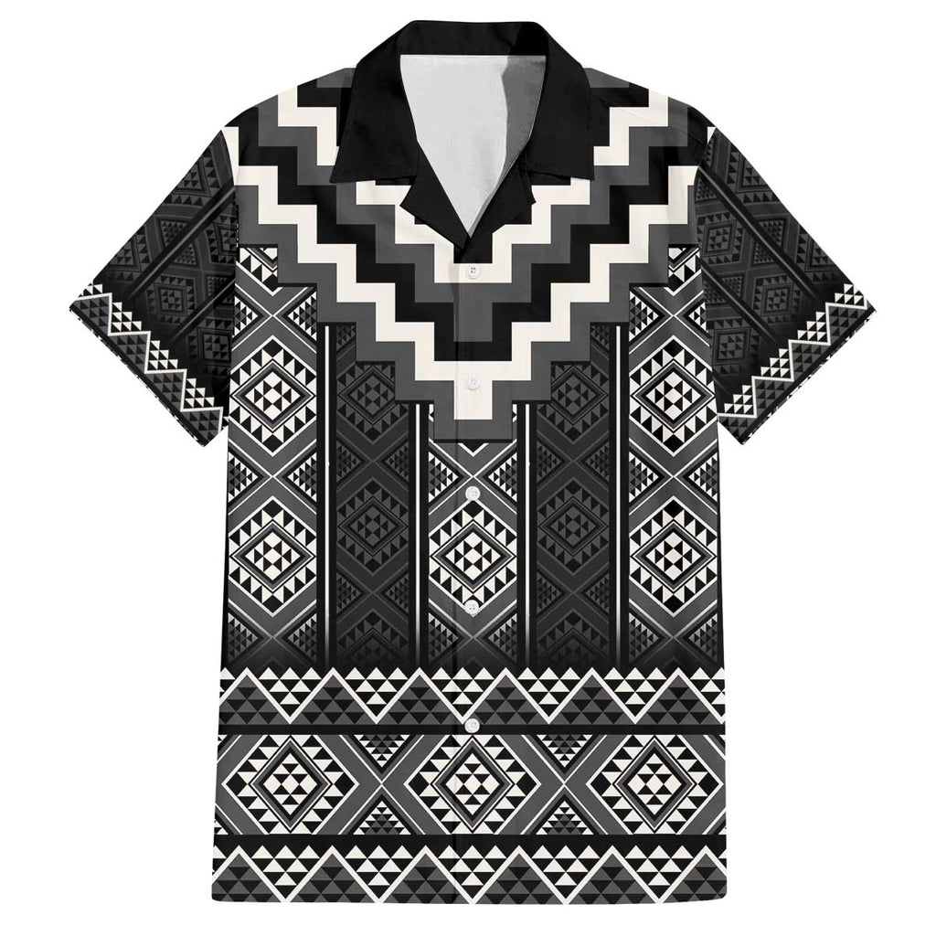 Black Taniko Aotearoa Family Matching Off The Shoulder Long Sleeve Dress and Hawaiian Shirt Niho Taniwha Mix Poutama LT14
