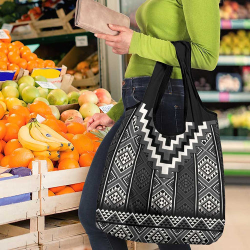 Black Taniko Aotearoa Grocery Bag Niho Taniwha Mix Poutama
