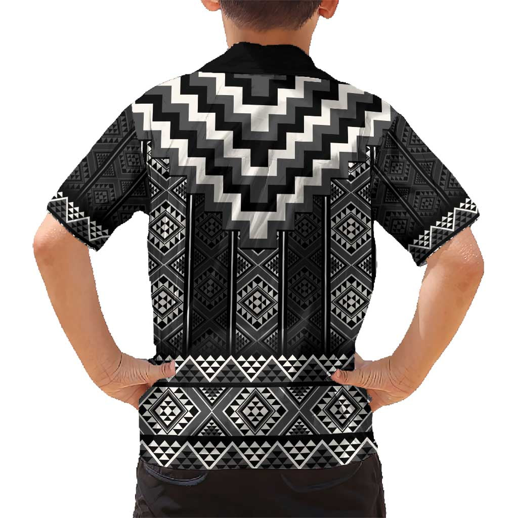 Black Taniko Aotearoa Hawaiian Shirt Niho Taniwha Mix Poutama LT14