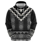 Black Taniko Aotearoa Hoodie Niho Taniwha Mix Poutama LT14
