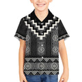 Black Taniko Aotearoa Kid Hawaiian Shirt Niho Taniwha Mix Poutama LT14