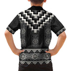 Black Taniko Aotearoa Kid Hawaiian Shirt Niho Taniwha Mix Poutama LT14