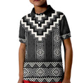 Black Taniko Aotearoa Kid Polo Shirt Niho Taniwha Mix Poutama LT14