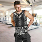 Black Taniko Aotearoa Men Tank Top Niho Taniwha Mix Poutama LT14