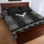 Black Taniko Aotearoa Quilt Bed Set Niho Taniwha Mix Poutama LT14