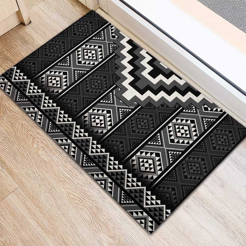 Black Taniko Aotearoa Rubber Doormat Niho Taniwha Mix Poutama LT14