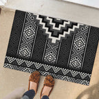 Black Taniko Aotearoa Rubber Doormat Niho Taniwha Mix Poutama LT14