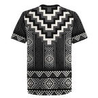 Black Taniko Aotearoa Rugby Jersey Niho Taniwha Mix Poutama LT14