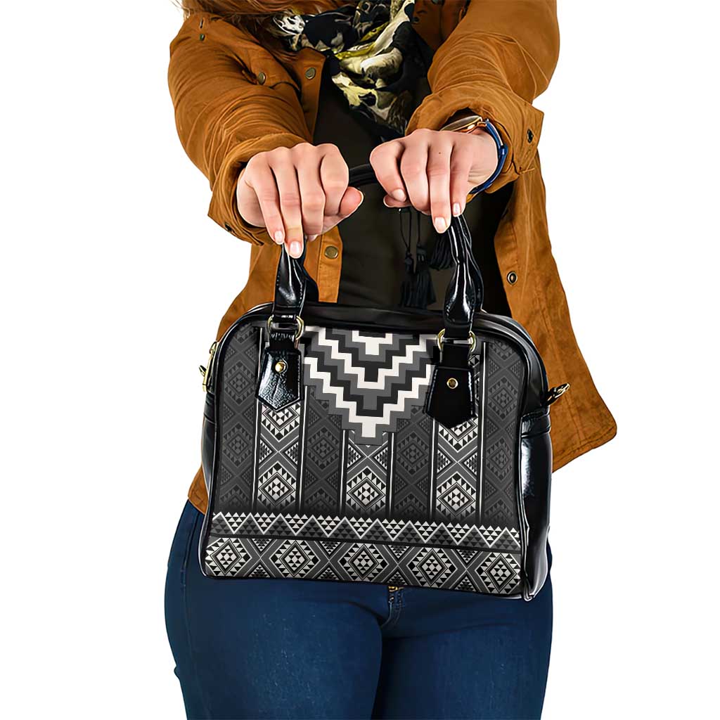 Black Taniko Aotearoa Shoulder Handbag Niho Taniwha Mix Poutama LT14