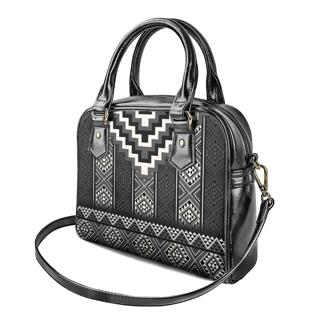 Black Taniko Aotearoa Shoulder Handbag Niho Taniwha Mix Poutama LT14