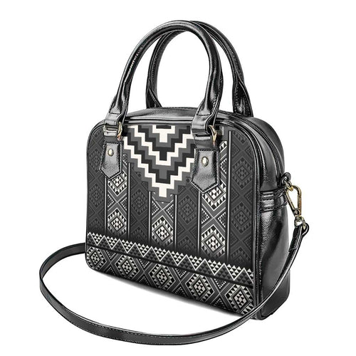 Black Taniko Aotearoa Shoulder Handbag Niho Taniwha Mix Poutama LT14