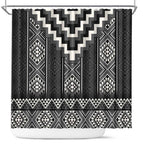 Black Taniko Aotearoa Shower Curtain Niho Taniwha Mix Poutama LT14