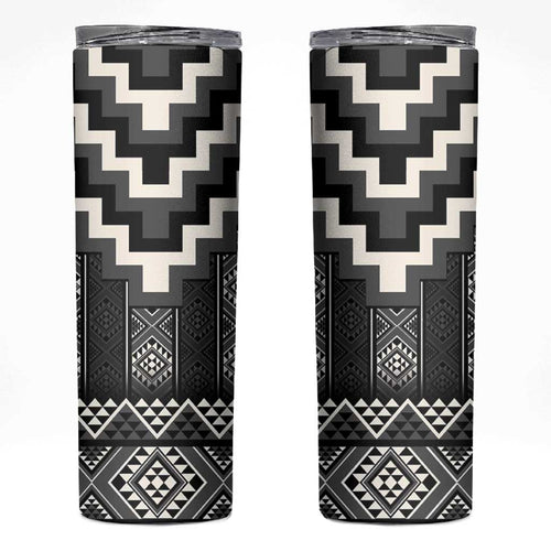 Black Taniko Aotearoa Skinny Tumbler Niho Taniwha Mix Poutama LT14