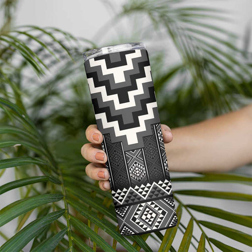 Black Taniko Aotearoa Skinny Tumbler Niho Taniwha Mix Poutama LT14