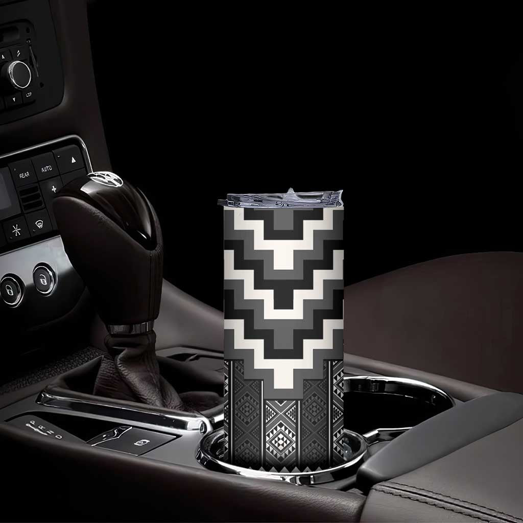 Black Taniko Aotearoa Skinny Tumbler Niho Taniwha Mix Poutama LT14