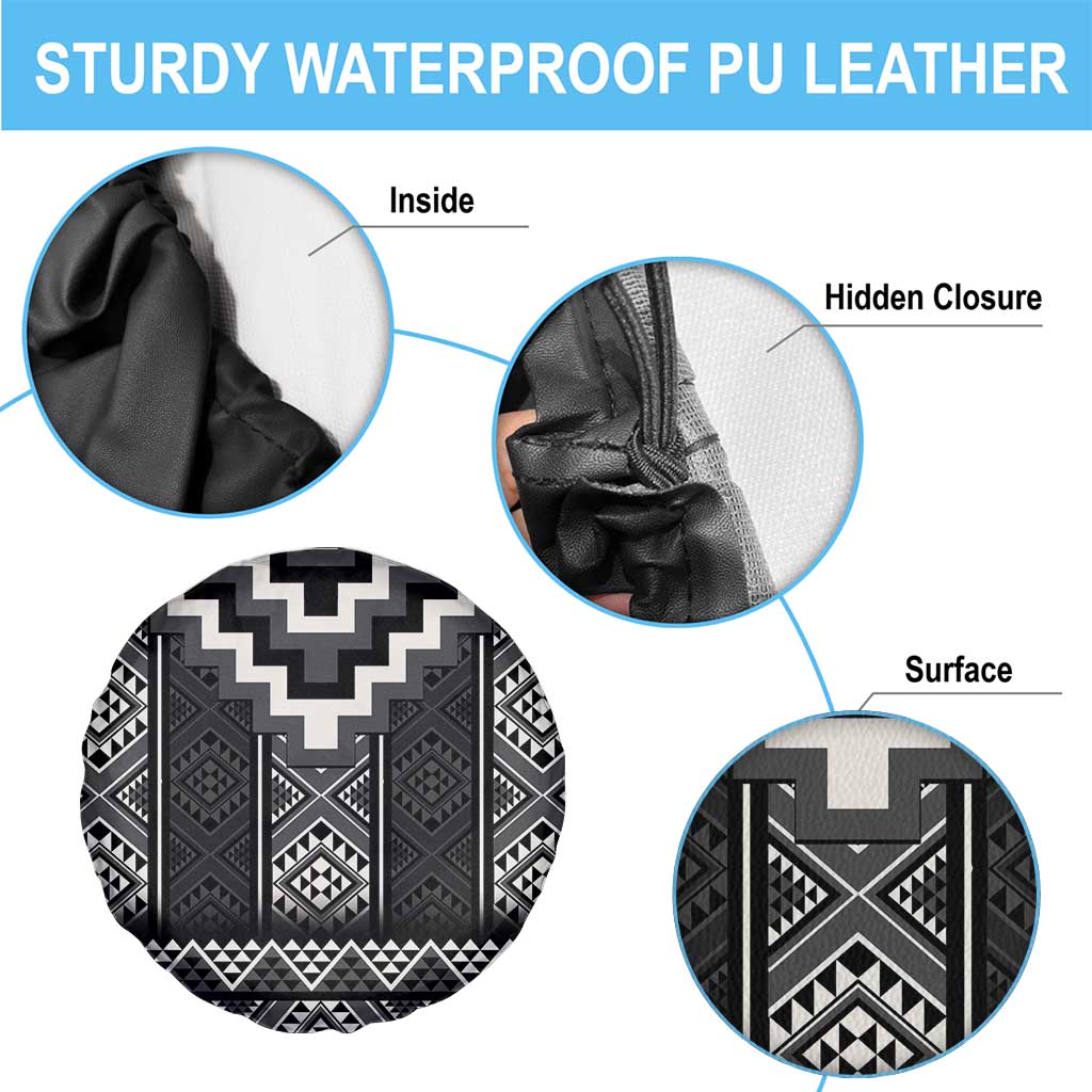 Black Taniko Aotearoa Spare Tire Cover Niho Taniwha Mix Poutama LT14