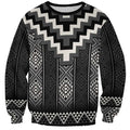 Black Taniko Aotearoa Sweatshirt Niho Taniwha Mix Poutama LT14
