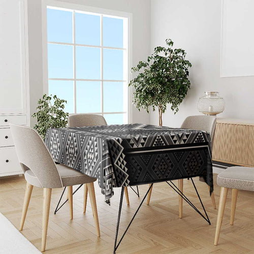 Black Taniko Aotearoa Tablecloth Niho Taniwha Mix Poutama LT14