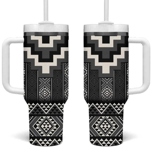 Black Taniko Aotearoa Tumbler With Handle Niho Taniwha Mix Poutama LT14