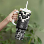 Black Taniko Aotearoa Tumbler With Handle Niho Taniwha Mix Poutama LT14