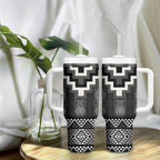 Black Taniko Aotearoa Tumbler With Handle Niho Taniwha Mix Poutama LT14
