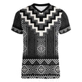 Black Taniko Aotearoa Women V-Neck T-Shirt Niho Taniwha Mix Poutama LT14