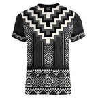 Black Taniko Aotearoa Women V-Neck T-Shirt Niho Taniwha Mix Poutama LT14