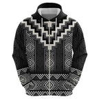 Black Taniko Aotearoa Zip Hoodie Niho Taniwha Mix Poutama LT14