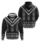 Black Taniko Aotearoa Zip Hoodie Niho Taniwha Mix Poutama LT14