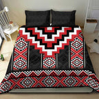 Red Taniko Aotearoa Bedding Set Niho Taniwha Mix Poutama LT14
