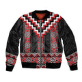 Red Taniko Aotearoa Bomber Jacket Niho Taniwha Mix Poutama LT14